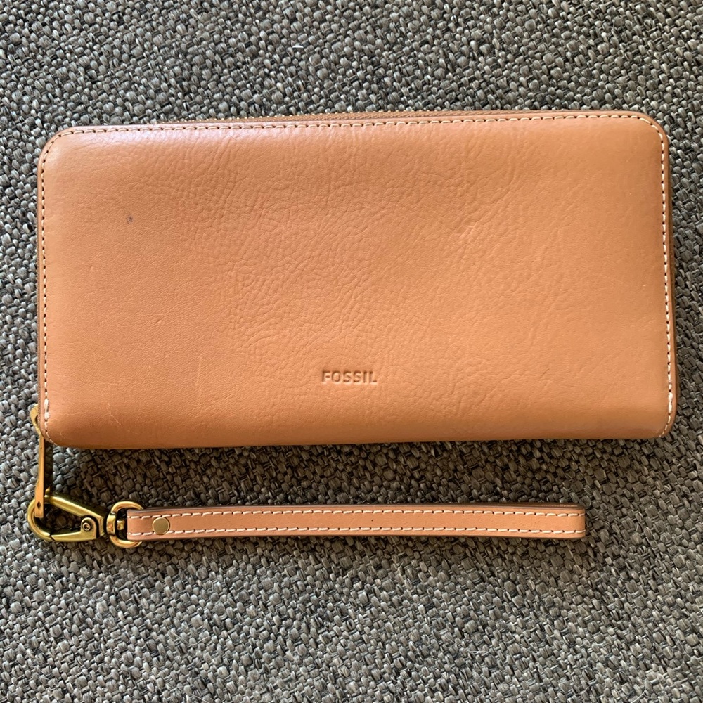 Fossil leather zip around wallet